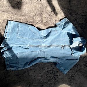 Short sleeve jean romper
